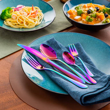 Cutlery Set 60 Piece Rainbow Cutlery Set For 12 People Mirror Polished Silverware Flatware Set Includes Forks Spoons Knives Tableware Set Perfect